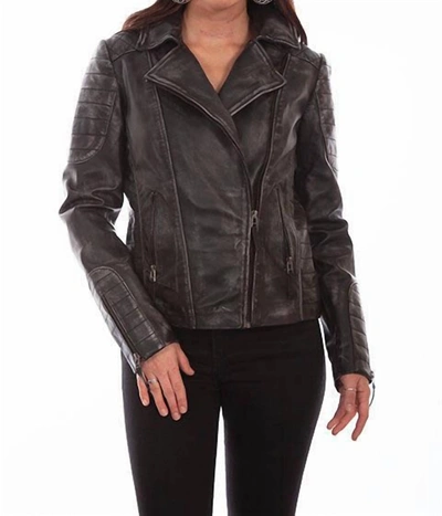 Scully Washed Lamb Motorcycle Jacket In Black