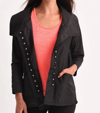 Angel Snap Front Rain Jacket In Black