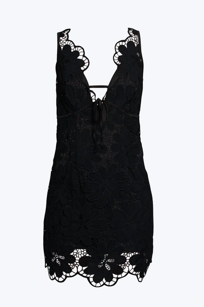 For Love & Lemons Malika Embroidered Lace Mini Dress In Black