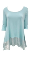 PJ HARLOW KIKI THREE QUARTER LOOSE TOP IN AQUA