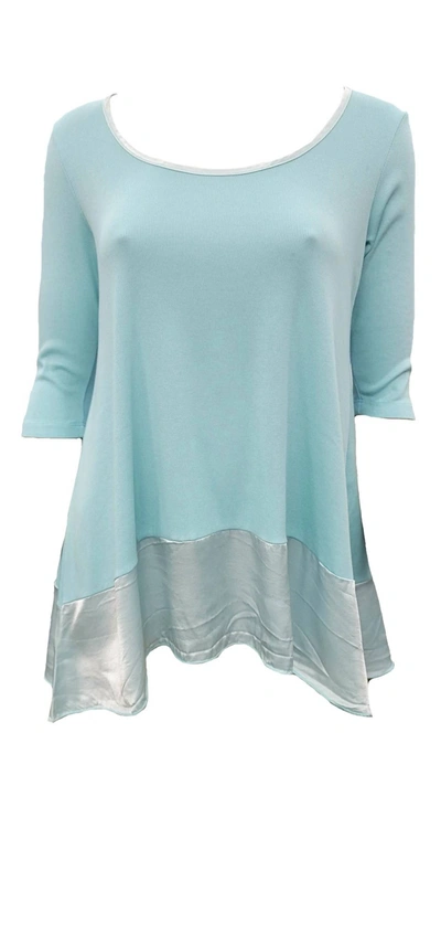 Pj Harlow Kiki Three Quarter Loose Top In Aqua In Blue