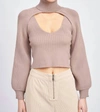 En Saison Sonoita Two-piece Crop Sweater In Dusty Lilac In Yellow