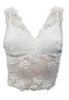 PJ HARLOW COLETTE LACE HAND BEADED SLEEVELESS CROP TOP IN PEARL