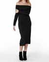 Bobi Off The Shoulder Midi Dress In Black