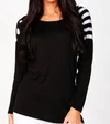 Angel Dot Stripe Scoop Top In Black/white In Multi