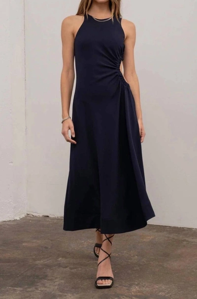 Moon River Side Cut Out Dress In Navy In Blue