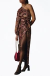 HEMANT & NANDITA VERA ONE-SHOULDER BELTED VELVET MAXI DRESS IN MOCHA