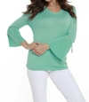 Angel V-neck Bell Sleeve Tunic In Aqua In Blue