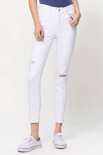 Flying Monkey The Cuff High Rise Skinny Jean In Off White