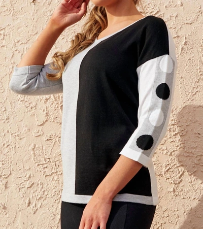 ANGEL 3/4 SLEEVE COLOR BLOCK SCOOP TOP IN GRAY