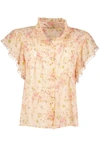 BISHOP + YOUNG GOOD VIBRATIONS GABRIELLE FLUTTER SLEEVE TOP IN ROMANCE PRINT