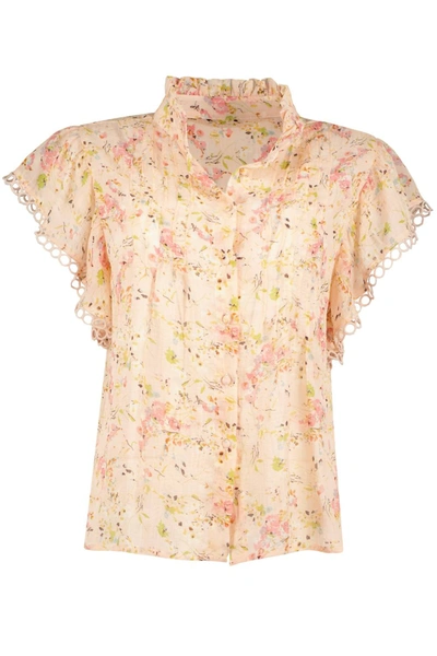 Bishop + Young Good Vibrations Gabrielle Flutter Sleeve Top In Romance Print In Multi