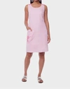 CARRE NOIR Linen Sleeveless Sun Dress In Pink