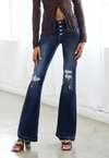 KANCAN AMANDA DISTRESSED FLARE JEANS IN BLUE