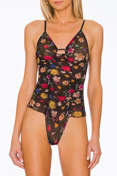 Only Hearts Sylvie Pin Up Bodysuit In Black Floral