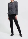 JOSEPH RIBKOFF BOUCLE JACKET WITH ROPED SHOULDERS IN BLACK/GREY