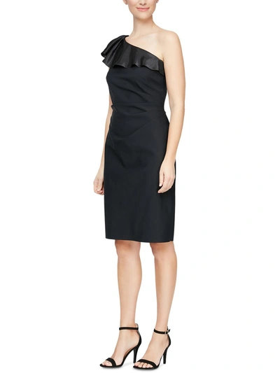 Alex & Eve Womens Ruffled Knee-length Cocktail And Party Dress In Black