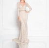 TERANI COUTURE Long Sleeves Lace Gown In Champagne