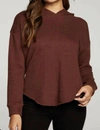 Chaser Linen French Terry Long Sleeve Shirttail Pullover Hoodie In Truffle In Multi