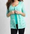 ANGEL TIE-FRONT MELANGE CARDIGAN IN TEAL