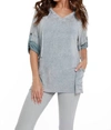 Angel Hooded Drawstring Tunic Top In Gray In Grey