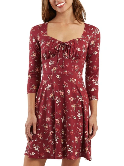 Bcx Womens Bow Floral Fit & Flare Dress In Multi