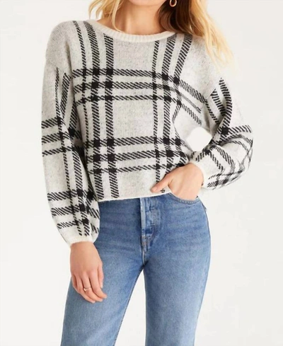 Z SUPPLY SOLANGE PLAID SWEATER IN OATMEAL