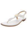 Michael Michael Kors Mk Plate Womens Coated Canvas Logo Thong Sandals In White