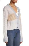 525 America Mixed Media Cardi In Silver Multi