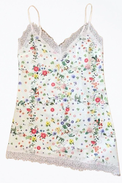 Only Hearts Marianne Floral Organic Cotton Asymmetric Slip In White Floral In Multi