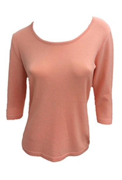 Angel 3/4 Scoop Neck Top In Peach In Pink