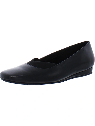 Softwalk Sonoma Womens Leather Slip On Ballet Flats In Black