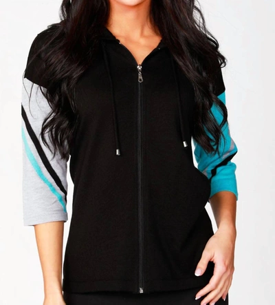 Angel Stripe Sleeve Hoodie In Black