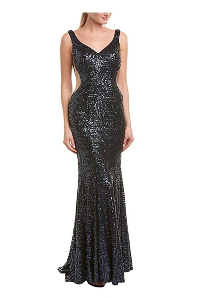 Issue New York Sequin Evening Gown In Navy In Blue