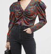 Veronica Beard Simmons Printed Ruched Blouse In Multi