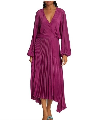Ramy Brook Women's Sadie Plissé Midi-dress In Plum Berry