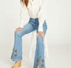 DRIFTWOOD Driftwood Farrah Flare Slit Golden Gates Split Hem Jeans  34" Regular In Blue