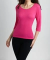 ANGEL THREE QUARTER SLEEVE TUNIC TOP IN FUCHSIA