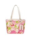 SPARTINA 449 WILSON ISLAND TOTE BAG IN IVORY/PINK BIRD