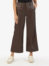 Kut From The Kloth Aubrielle High Waist Ankle Wide Leg Faux Leather Pants In Chocolate In Gold