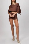 ZEYNEP ARCAY OVERSIZED CROP TOP IN BROWN