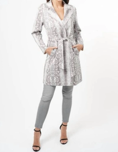 Love Token Kobe Snake Print Coat In Grey