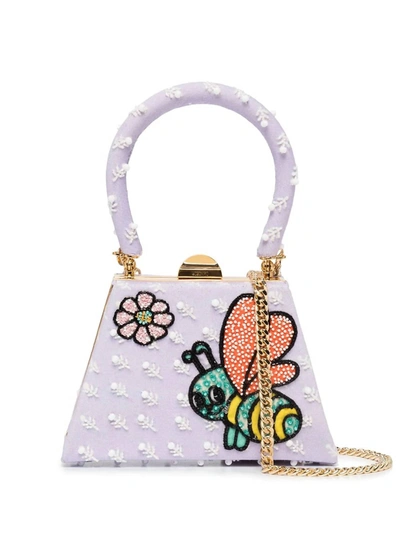 Moschino Beaded Bumblebee Mini Bag In Purple