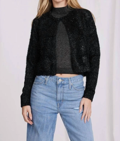 Minnie Rose Shimmer Cropped Cardigan In Black