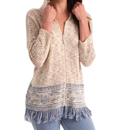 Angel Crochet Aztec Tassel Cardigan In Sand In Beige