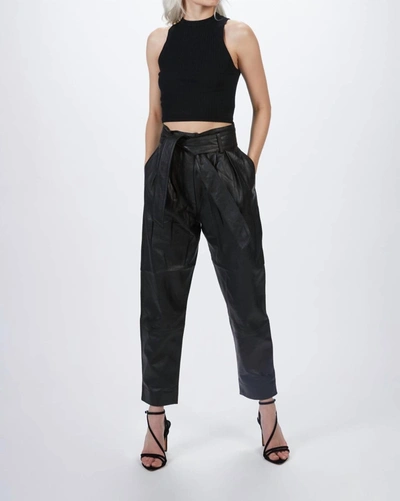 Smythe Pleated Leather Pant In Black