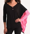 Angel Neon Panel Slit Oversize Tunic In Black/fuchsia In Multi