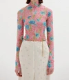 EENK SOL FLORAL PRINT MOCKNECK TOP IN PINK MULTI