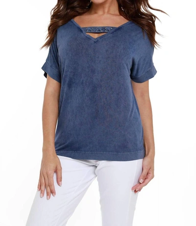 Angel Front To Back Braided Top In Denim In Blue