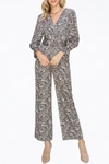 Adelyn Rae Toni Zebra-print Belted Wrap-effect Sateen Jumpsuit In Tan/black In Multi